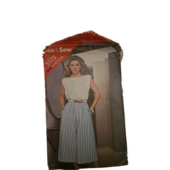 Vtg See & Sew (Butterick) Sewing Pattern - 5178 Misses' Top & Cullottes (12-16) - Picture 1 of 4